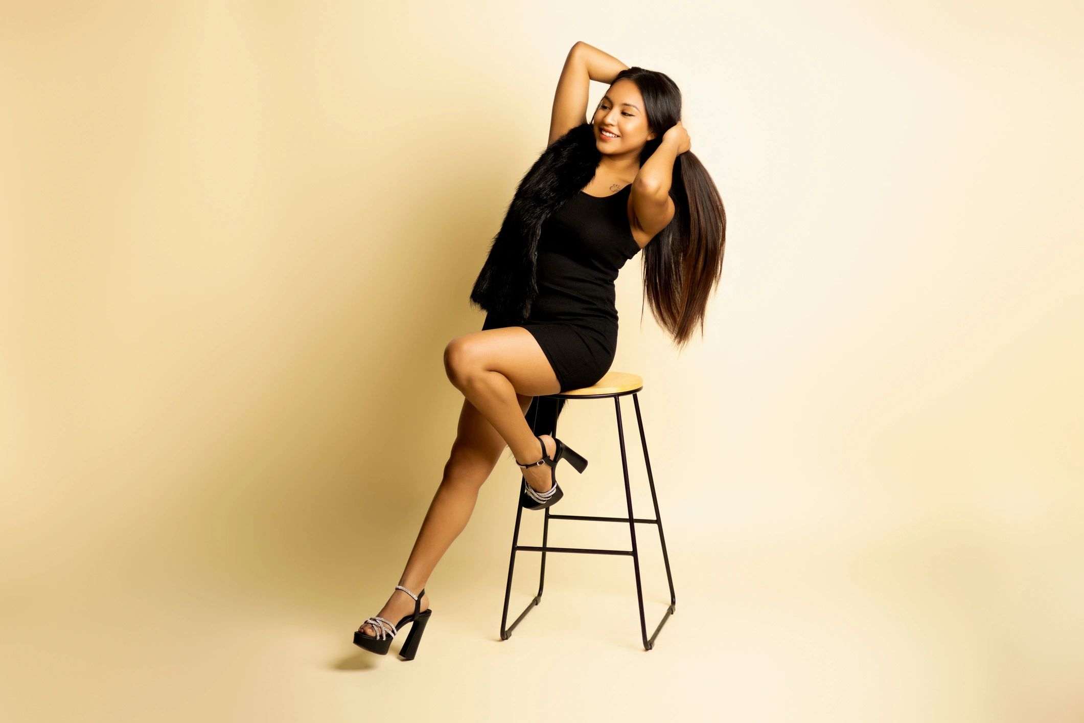Woman posing for a warm portrait photography session
